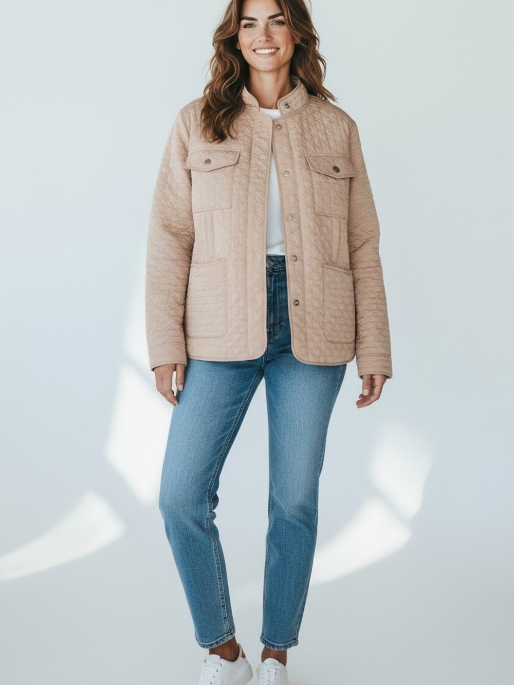 GALLERY Quilted Tan Utility Jacket. XL